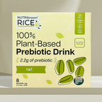 NutriBrown Rice 100% Plant-Based Prebiotic Drink in Oat flavour, in a box of 35g x 8sachets.